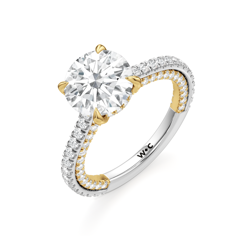The Cooper Ring with Round Cut Diamond in 14KT White & Yellow Gold view 4
