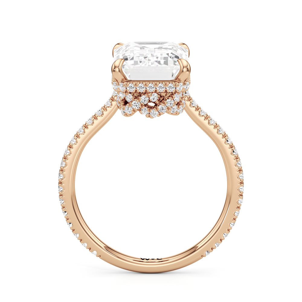 The Regency Ring with Emerald Cut Diamond in 14KT Rose Gold view 3
