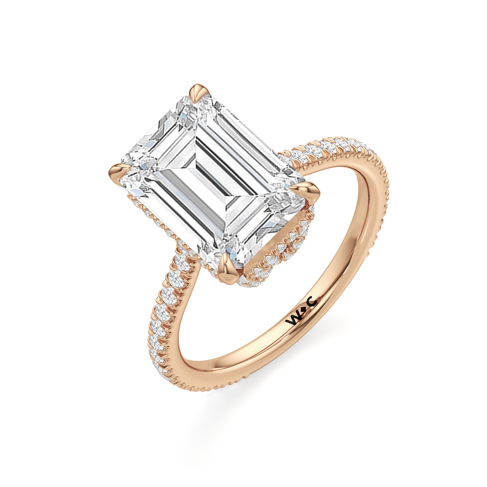 The Regency Ring with Emerald Cut Diamond in 14KT Rose Gold view 4
