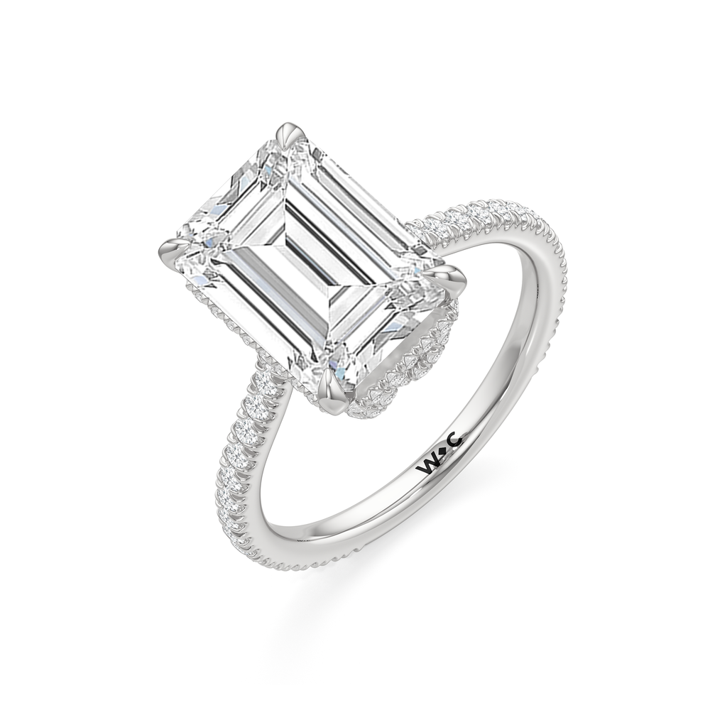 The Regency Ring with Emerald Cut Diamond in 14KT Platinum view 4
