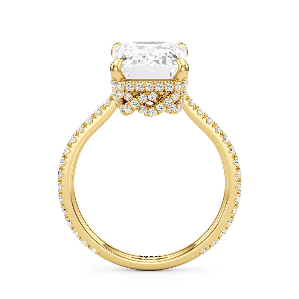 The Regency Ring with Emerald Cut Diamond in 14KT Yellow Gold view 3

