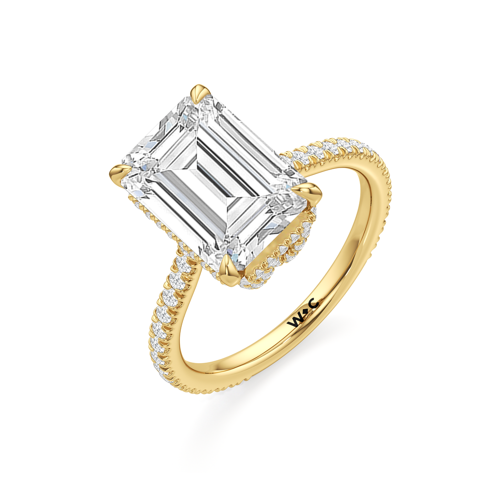 The Regency Ring with Emerald Cut Diamond in 14KT Yellow Gold view 4
