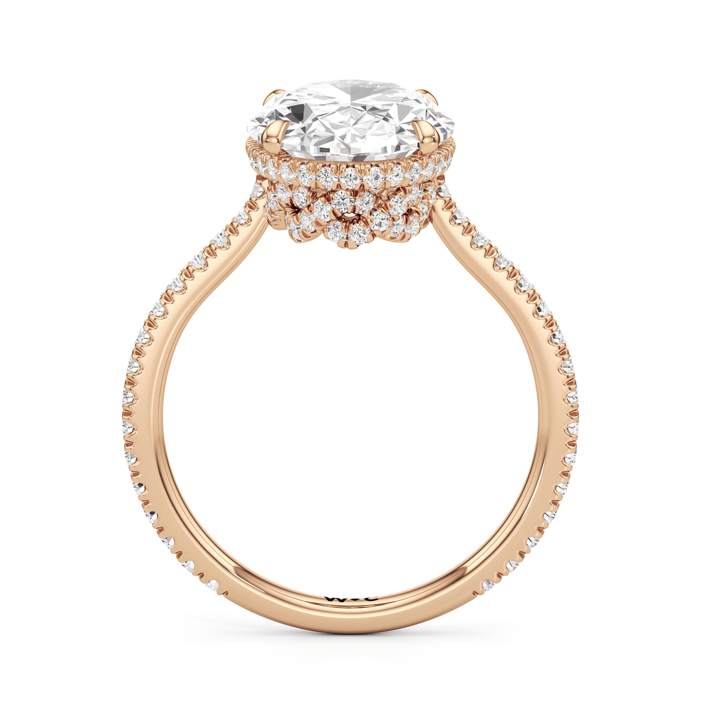 The Regency Ring with Oval Cut Diamond in 14KT Rose Gold view 3

