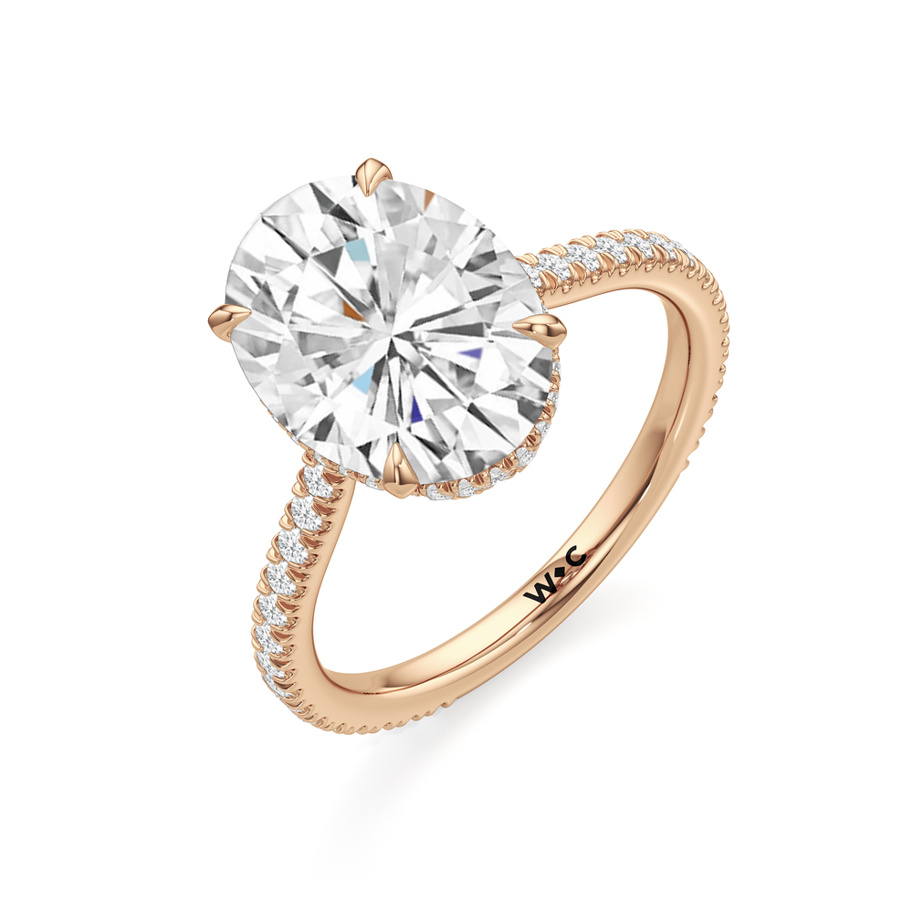 The Regency Ring with Oval Cut Diamond in 14KT Rose Gold view 4
