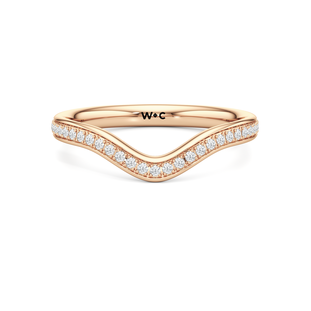 The Carlyle Diamond Wedding Band with 18KT Rose Gold Cut Diamond in 14KT Rose Gold view 1
