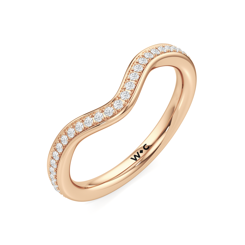 The Carlyle Diamond Wedding Band with 18KT Rose Gold Cut Diamond in 14KT Rose Gold view 4
