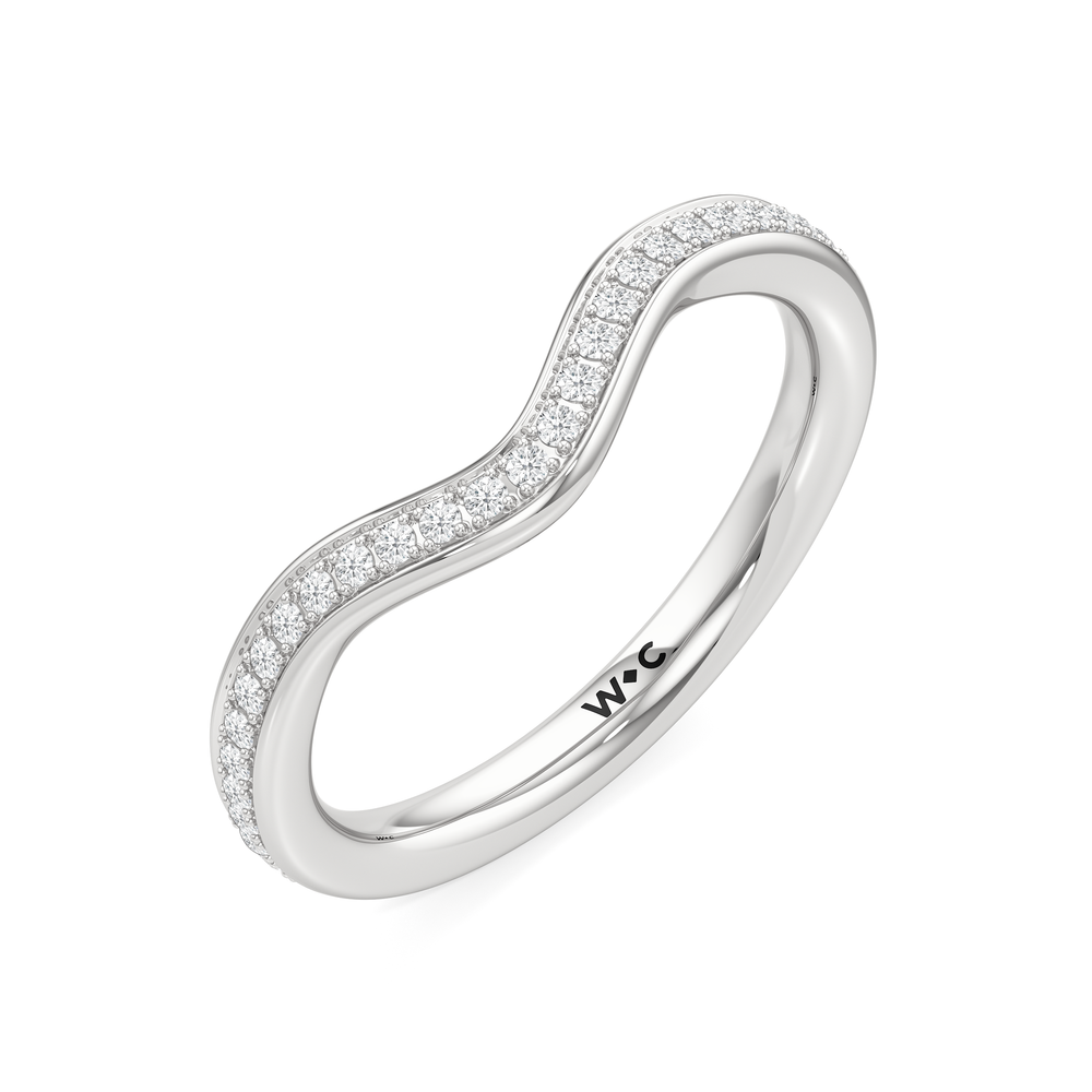 The Carlyle Diamond Wedding Band with Platinum Cut Diamond in 14KT Platinum view 4
