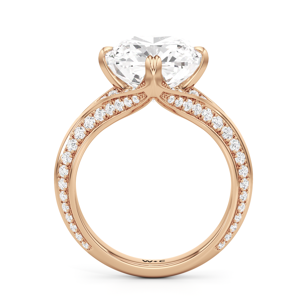 The Carlyle Ring with Cushion Cut Diamond in 14KT Rose Gold view 3
