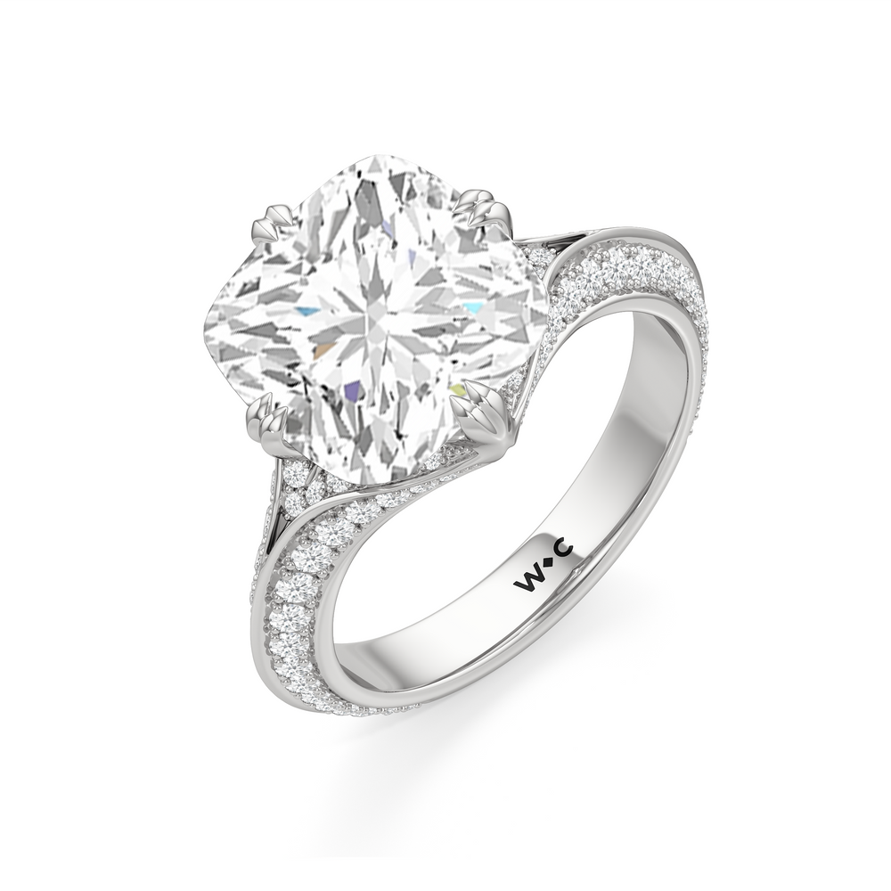 The Carlyle Ring with Cushion Cut Diamond in 14KT Platinum view 4
