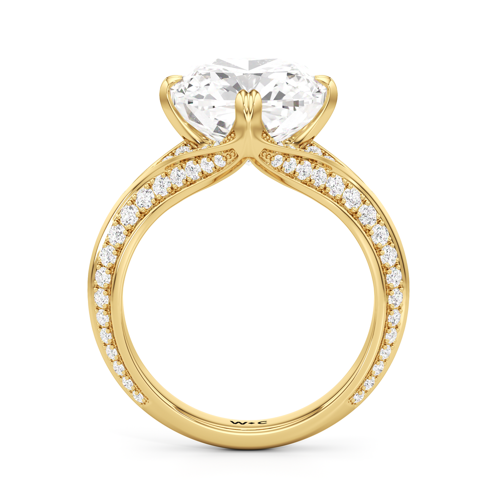 The Carlyle Ring with Cushion Cut Diamond in 14KT Yellow Gold view 3
