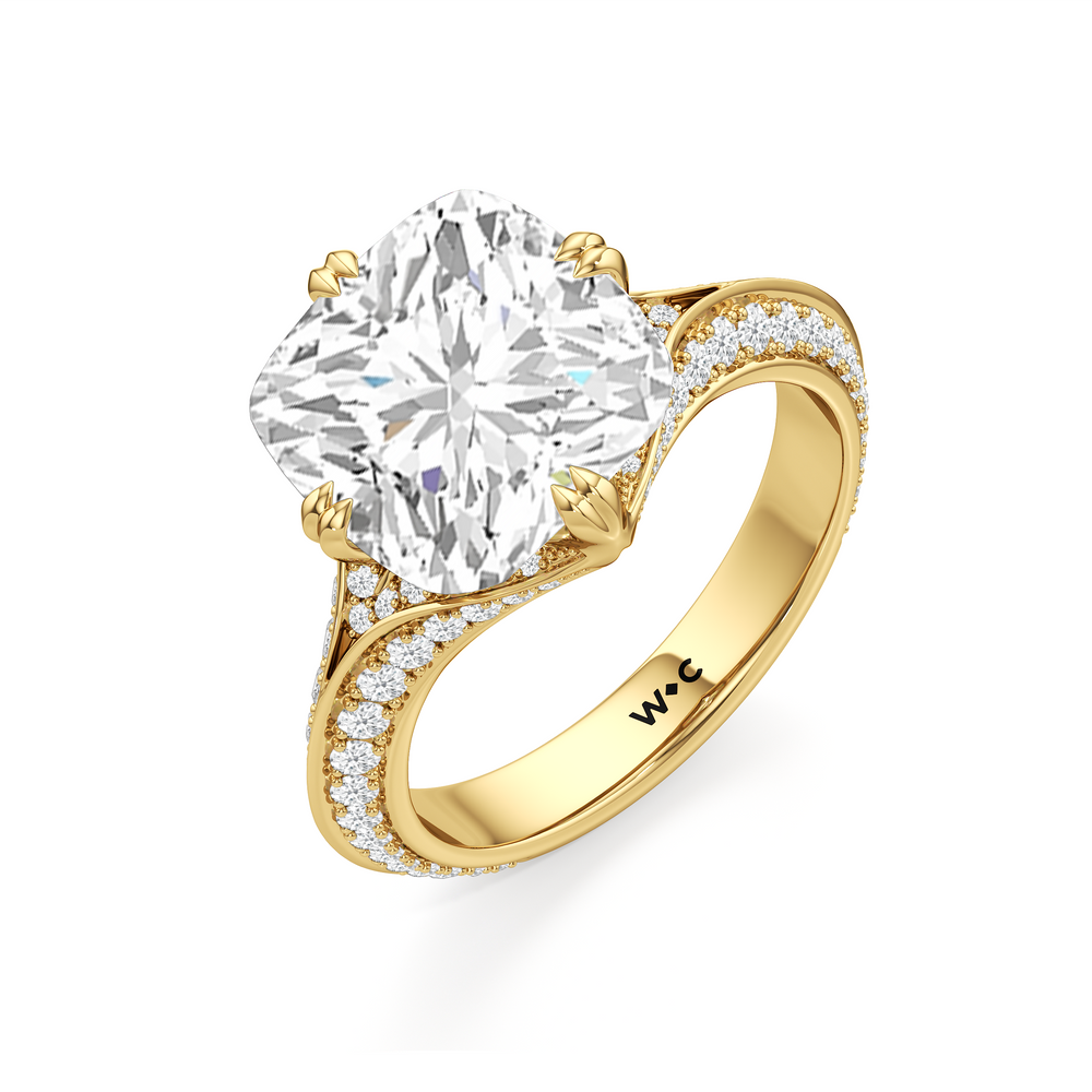 The Carlyle Ring with Cushion Cut Diamond in 14KT Yellow Gold view 4
