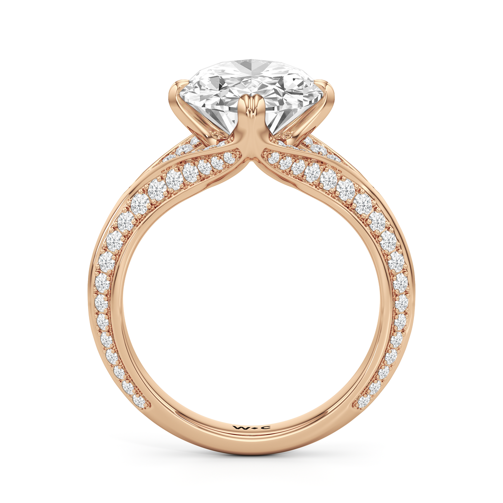 The Carlyle Ring with Oval Cut Diamond in 14KT Rose Gold view 3
