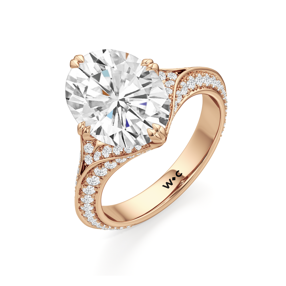 The Carlyle Ring with Oval Cut Diamond in 14KT Rose Gold view 4
