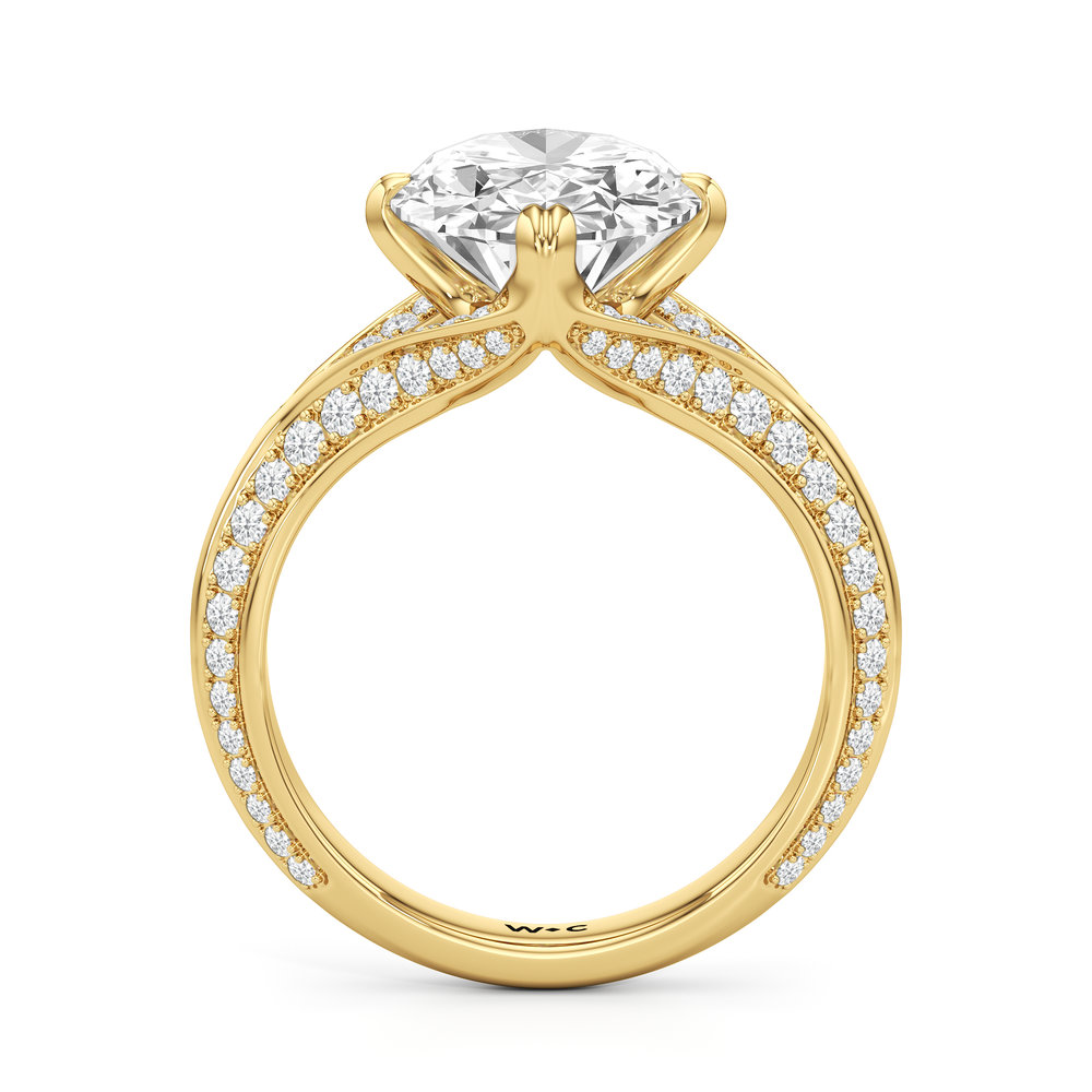 The Carlyle Ring with Oval Cut Diamond in 14KT Yellow Gold view 3
