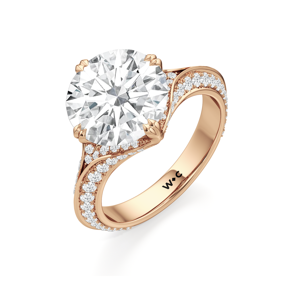 The Carlyle Ring with Round Cut Diamond in 14KT Rose Gold view 4
