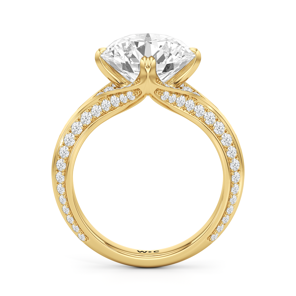 The Carlyle Ring with Round Cut Diamond in 14KT Yellow Gold view 3
