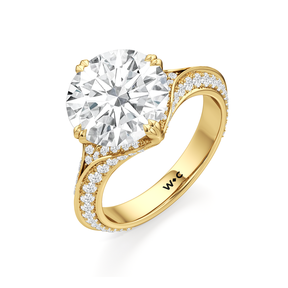 The Carlyle Ring with Round Cut Diamond in 14KT Yellow Gold view 4

