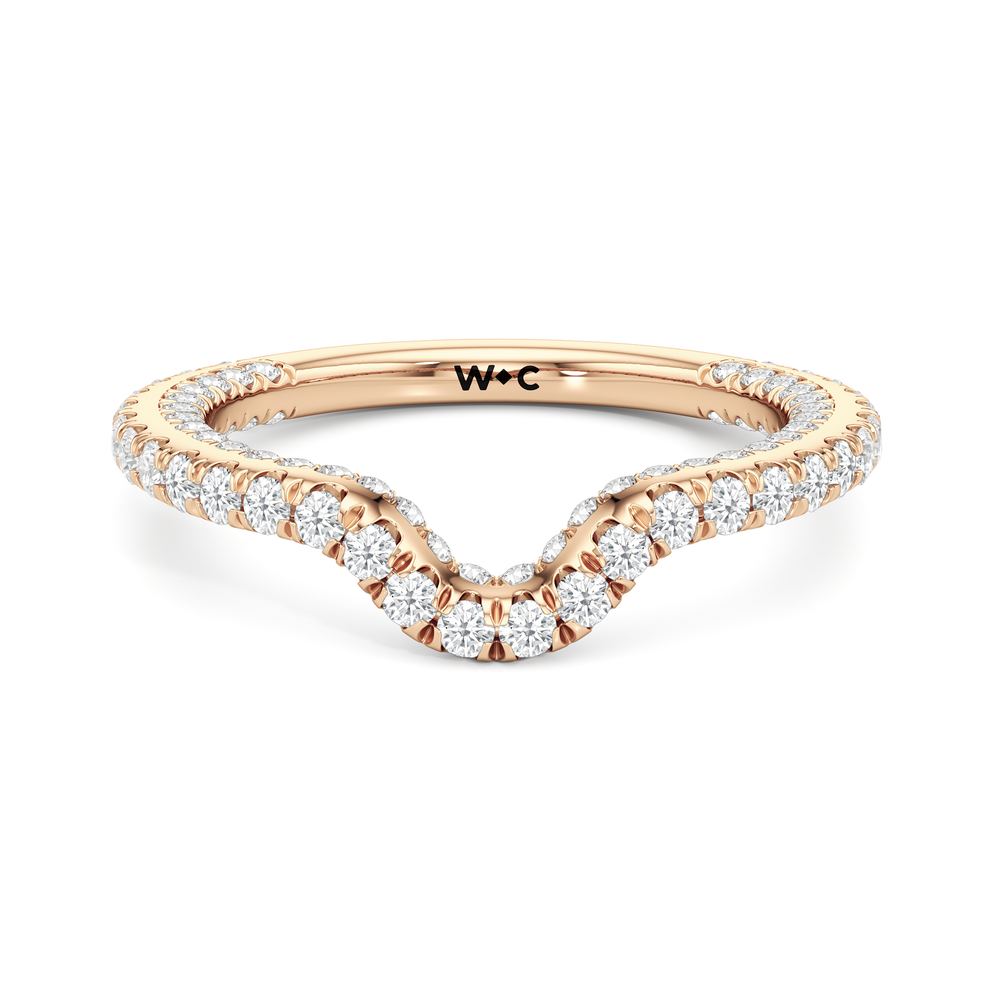 The Chrysler Baguette Three Stone Diamond Wedding Band with 18KT Rose Gold Cut Diamond in 14KT Rose Gold view 2
