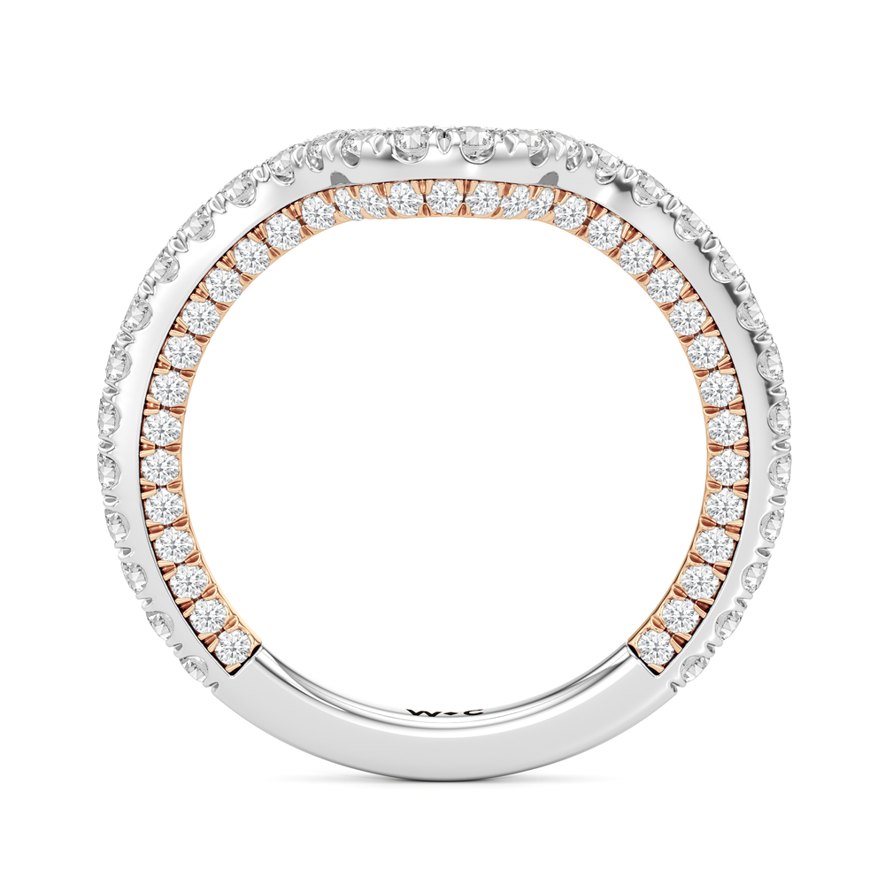 The Chrysler Baguette Three Stone Diamond Wedding Band with 18KT White & Rose Gold Cut Diamond in 14KT White & Rose Gold view 3
