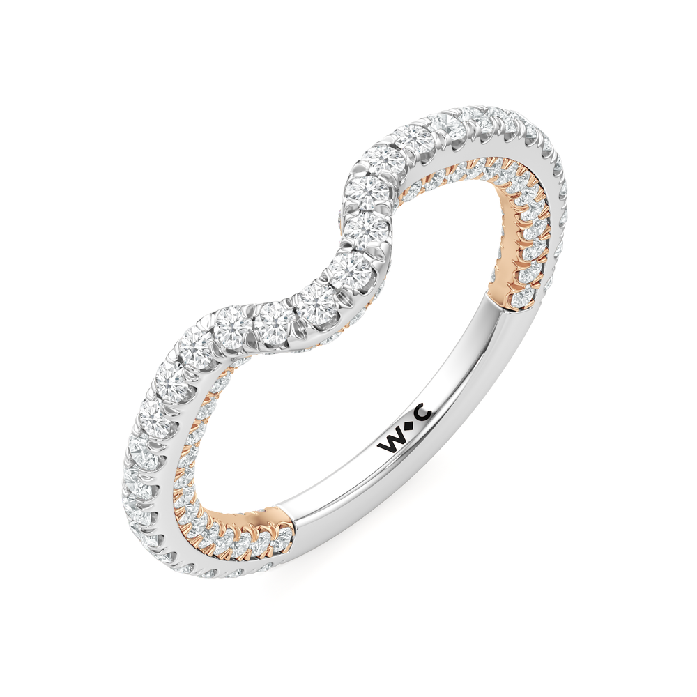 The Chrysler Baguette Three Stone Diamond Wedding Band with 18KT White & Rose Gold Cut Diamond in 14KT White & Rose Gold view 4
