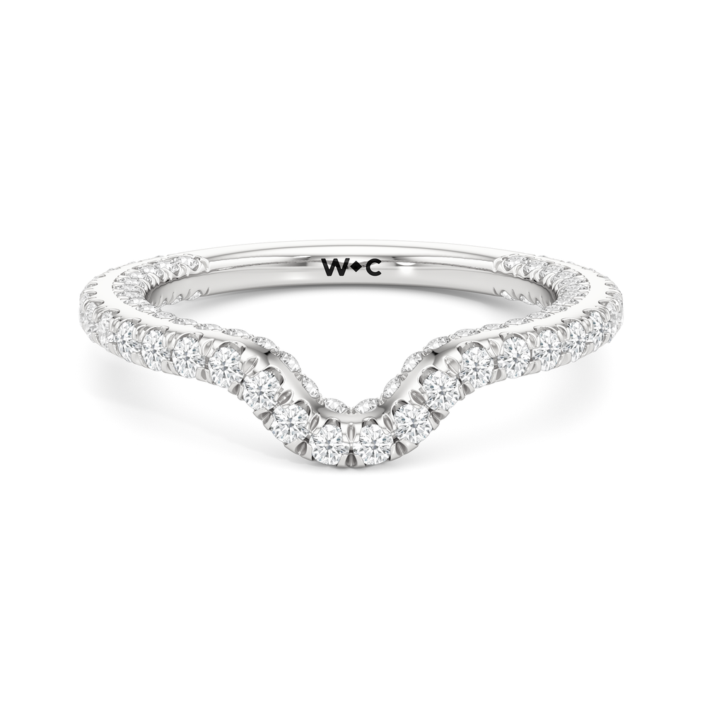 The Chrysler Baguette Three Stone Diamond Wedding Band with Platinum Cut Diamond in 14KT Platinum view 2
