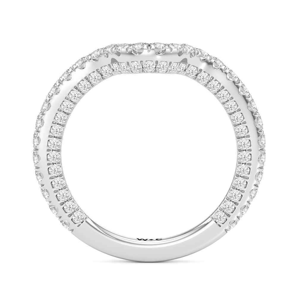 The Chrysler Baguette Three Stone Diamond Wedding Band with Platinum Cut Diamond in 14KT Platinum view 3

