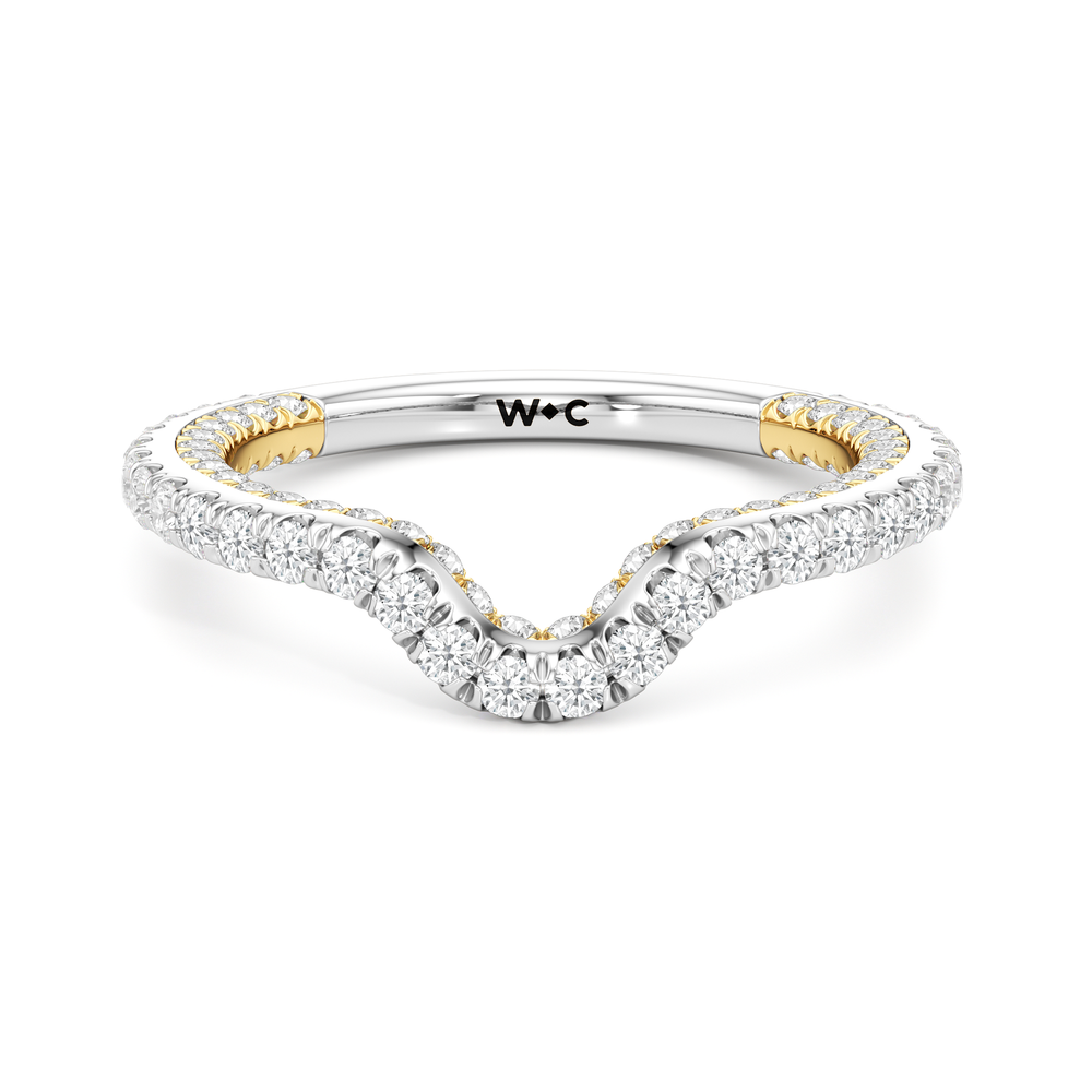 The Chrysler Baguette Three Stone Diamond Wedding Band with 18KT White & Yellow Gold Cut Diamond in 14KT White & Yellow Gold view 2
