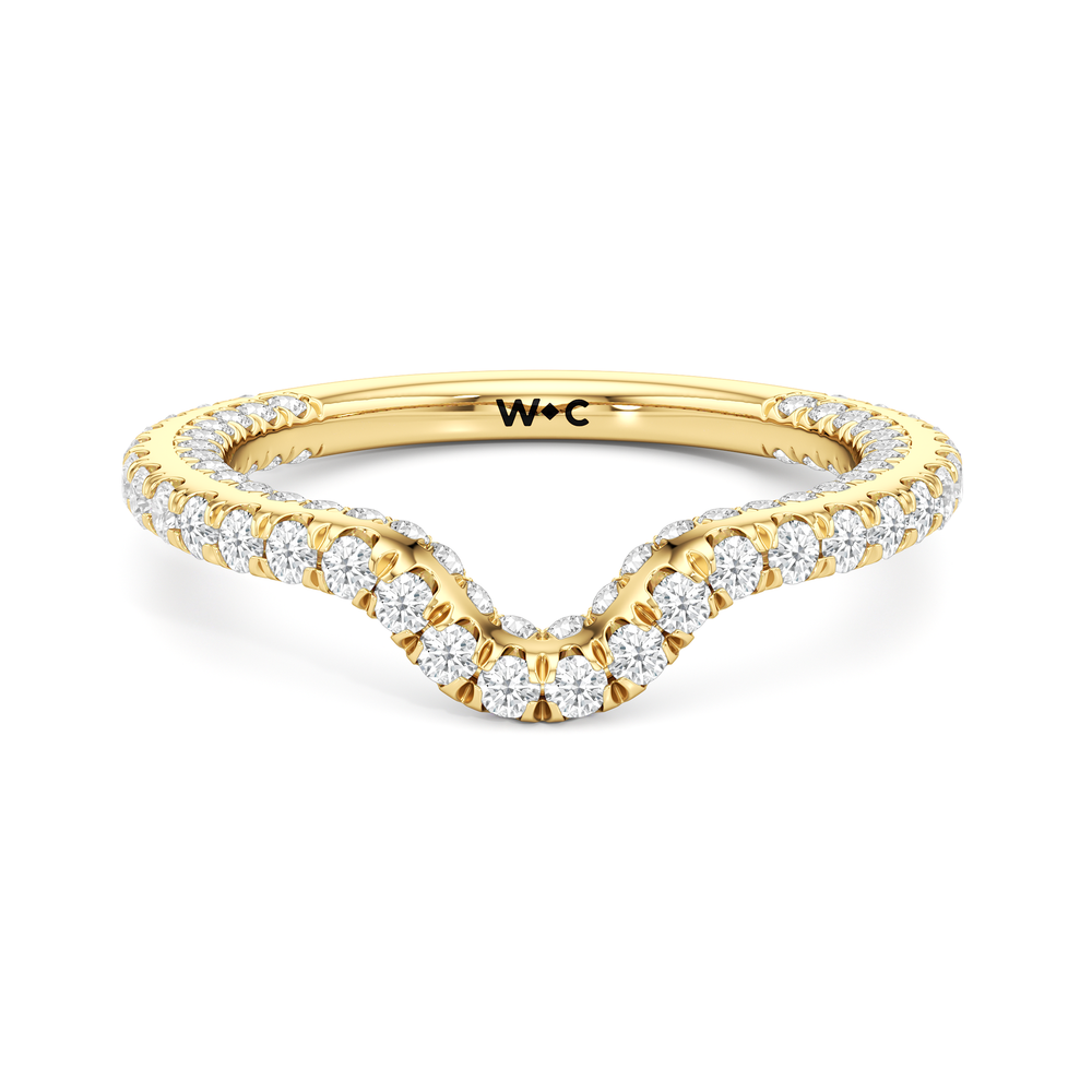 The Chrysler Baguette Three Stone Diamond Wedding Band with 18KT Yellow Gold Cut Diamond in 14KT Yellow Gold view 2
