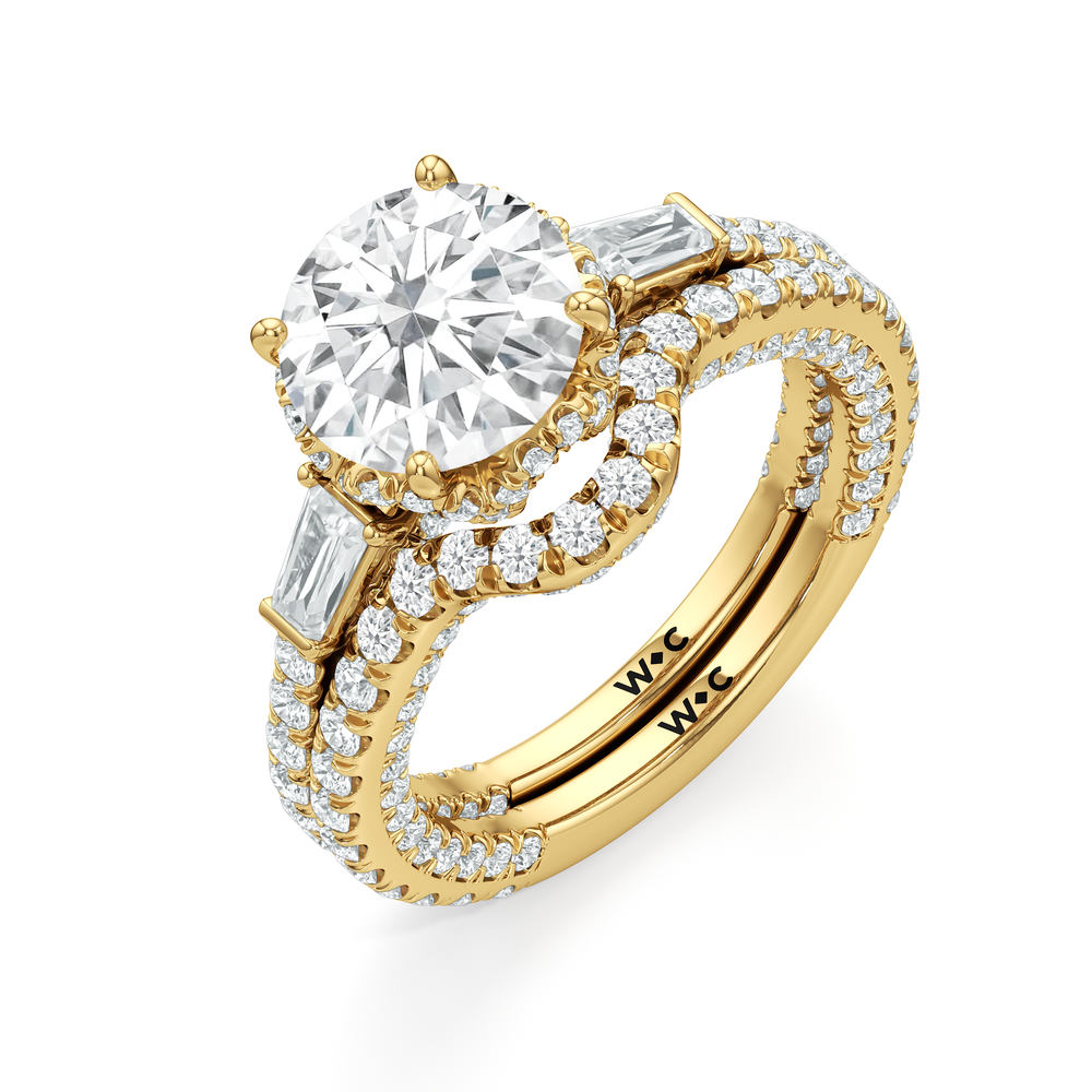 Emerald Cut The Chrysler Baguette Three Stone Ring with Lab Grown Diamond in 14KT Yellow Gold view 5
