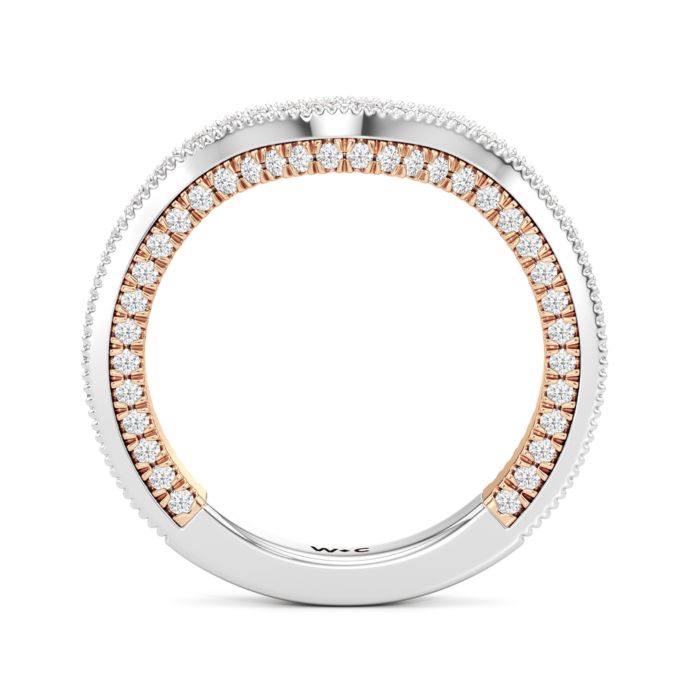 The Chrysler Pear Three Stone Diamond Wedding Band with 18KT White & Rose Gold Cut Diamond in 14KT White & Rose Gold view 3
