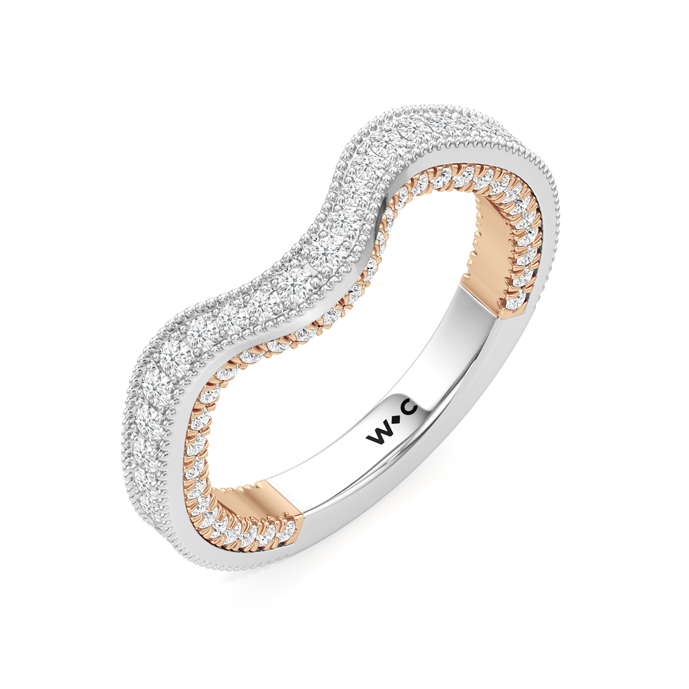 The Chrysler Pear Three Stone Diamond Wedding Band with 18KT White & Rose Gold Cut Diamond in 14KT White & Rose Gold view 4

