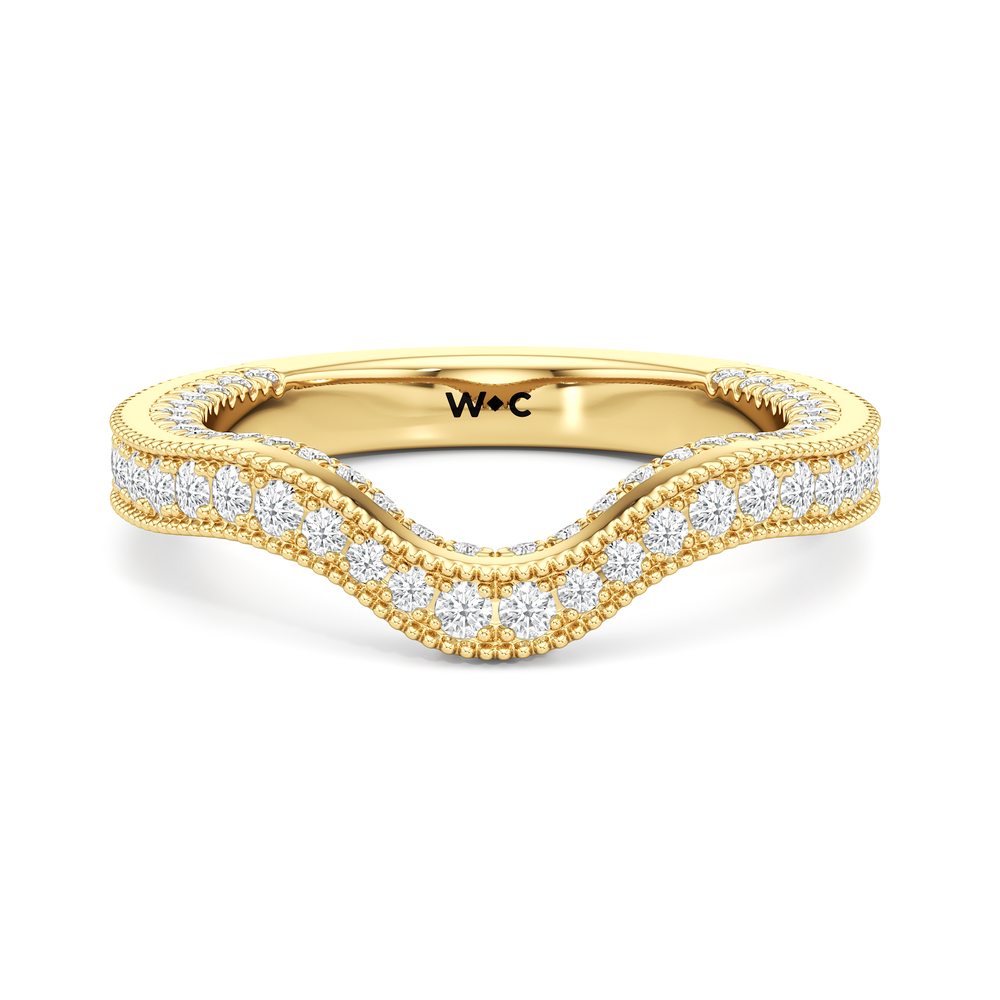 The Chrysler Pear Three Stone Diamond Wedding Band with 18KT Yellow Gold Cut Diamond in 14KT Yellow Gold view 2
