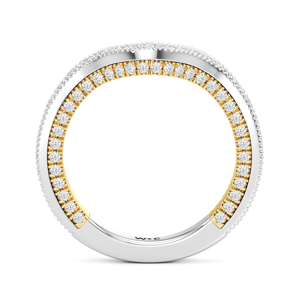 The Chrysler Pear Three Stone Diamond Wedding Band with 18KT White & Yellow Gold Cut Diamond in 14KT White & Yellow Gold view 3
