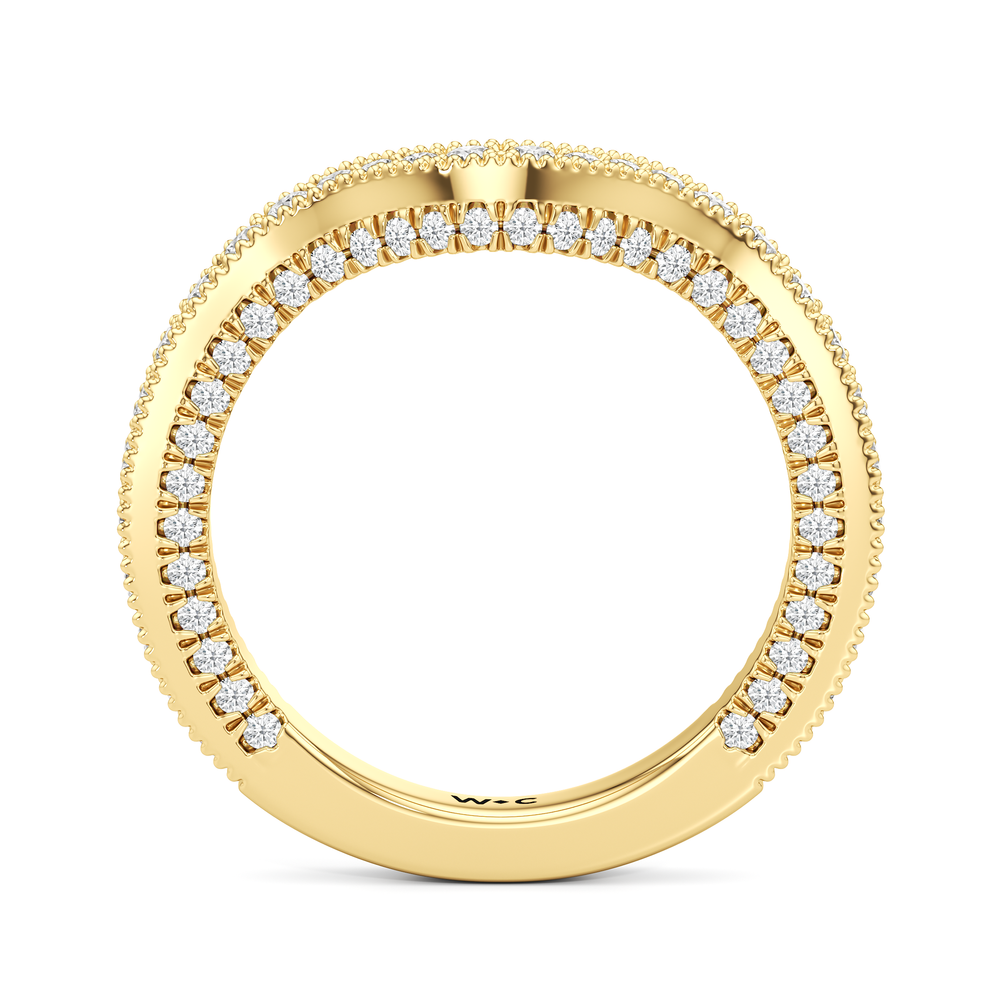 The Chrysler Pear Three Stone Diamond Wedding Band with 18KT Yellow Gold Cut Diamond in 14KT Yellow Gold view 3
