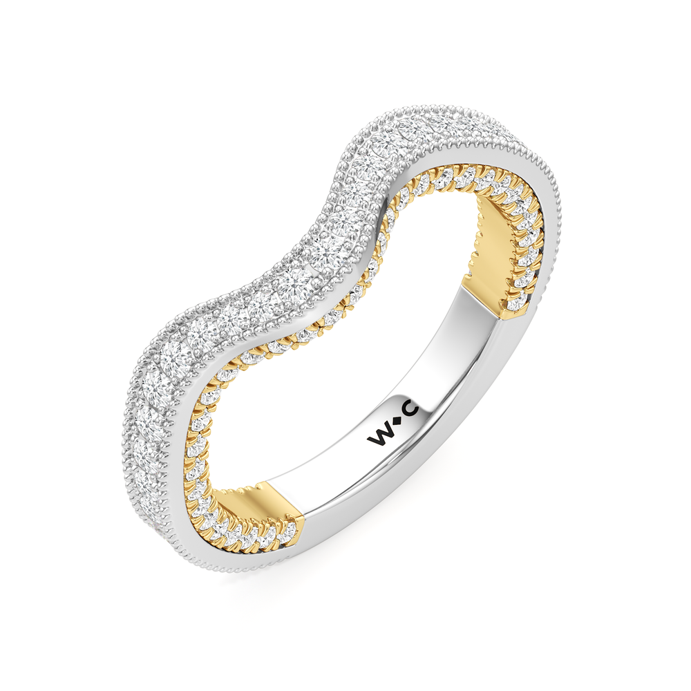 The Chrysler Pear Three Stone Diamond Wedding Band with 18KT White & Yellow Gold Cut Diamond in 14KT White & Yellow Gold view 4
