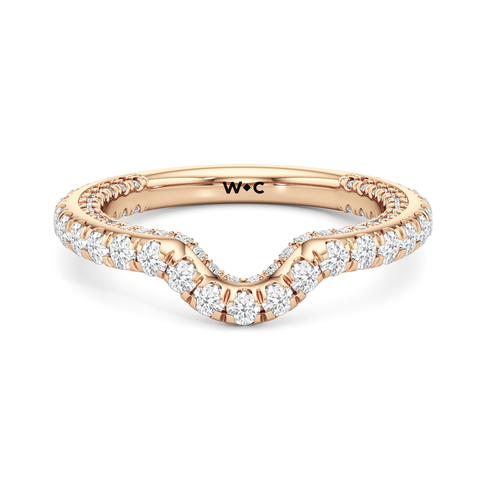 The Chrysler Pavé Diamond Wedding Band with 18KT Rose Gold Cut Diamond in 14KT Rose Gold view 2
