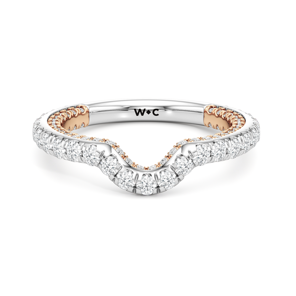 The Chrysler Pavé Diamond Wedding Band with 18KT White & Rose Gold Cut Diamond in 14KT White & Rose Gold view 2
