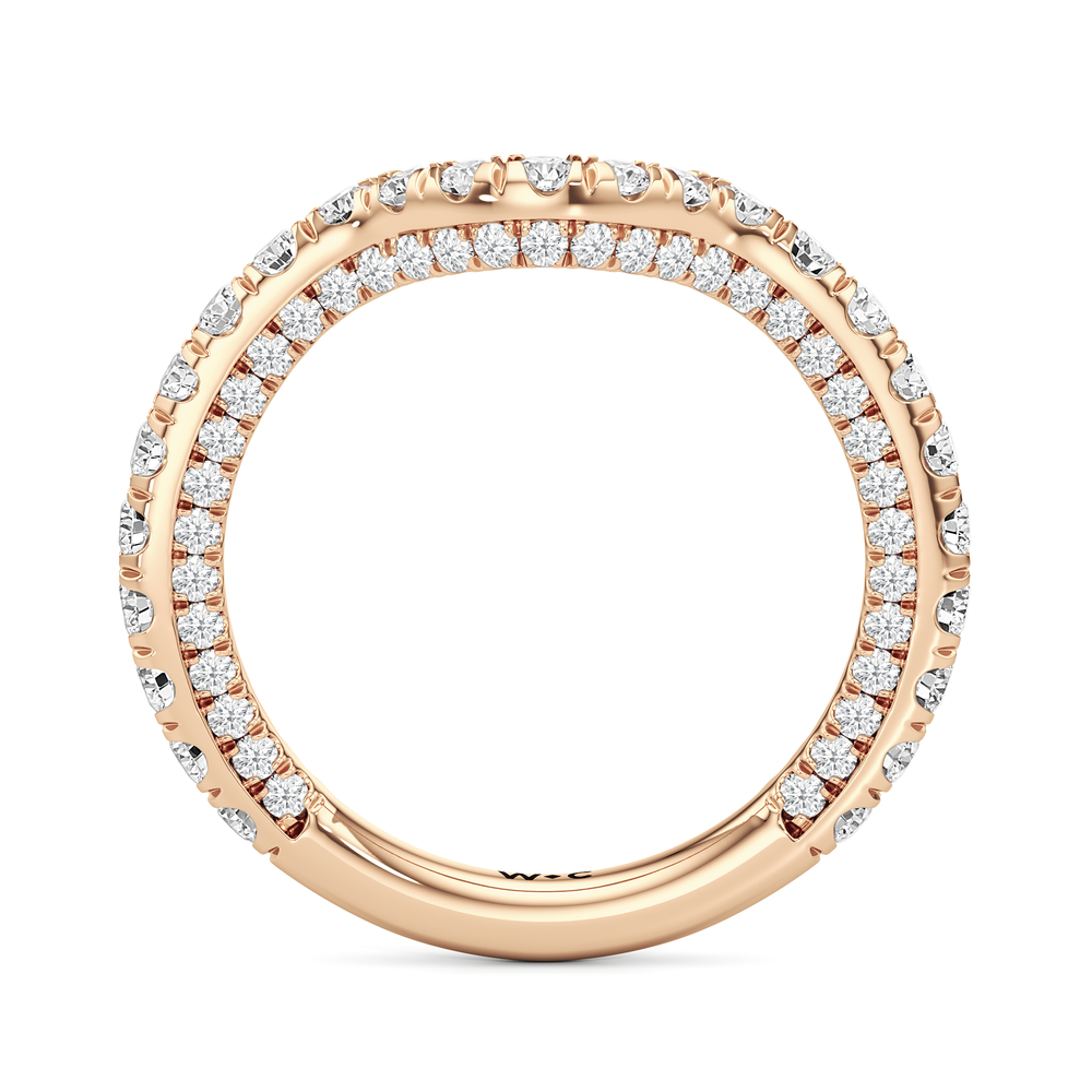 The Chrysler Pavé Diamond Wedding Band with 18KT Rose Gold Cut Diamond in 14KT Rose Gold view 3
