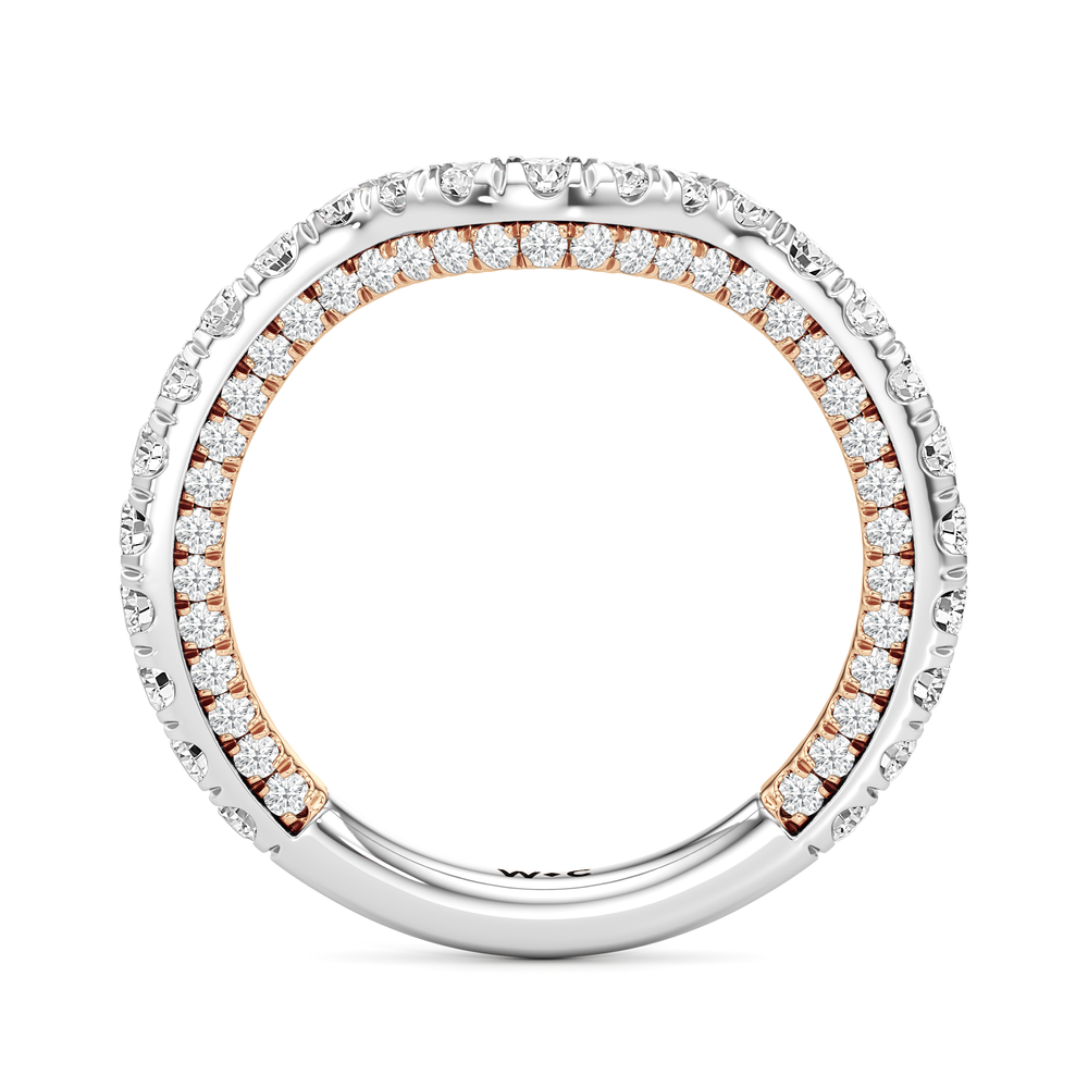 The Chrysler Pavé Diamond Wedding Band with 18KT White & Rose Gold Cut Diamond in 14KT White & Rose Gold view 3
