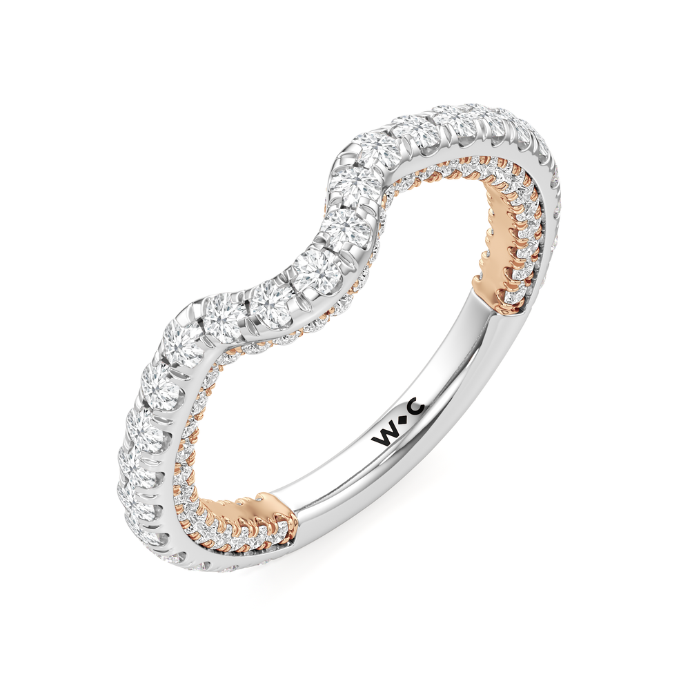 The Chrysler Pavé Diamond Wedding Band with 18KT White & Rose Gold Cut Diamond in 14KT White & Rose Gold view 4
