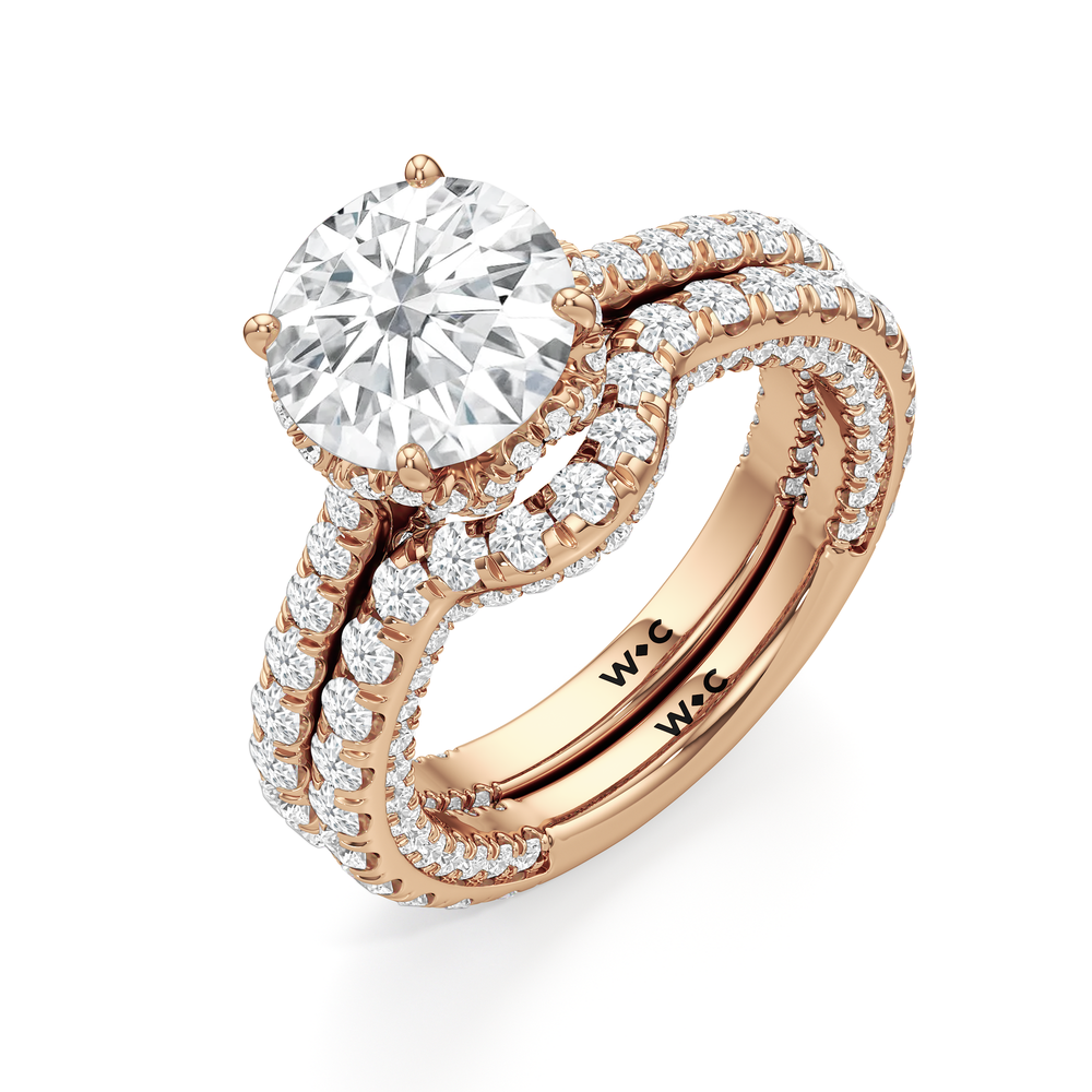 Round Cut The Chrysler Pavé Ring with Lab Grown Diamond in 14KT Rose Gold view 5
