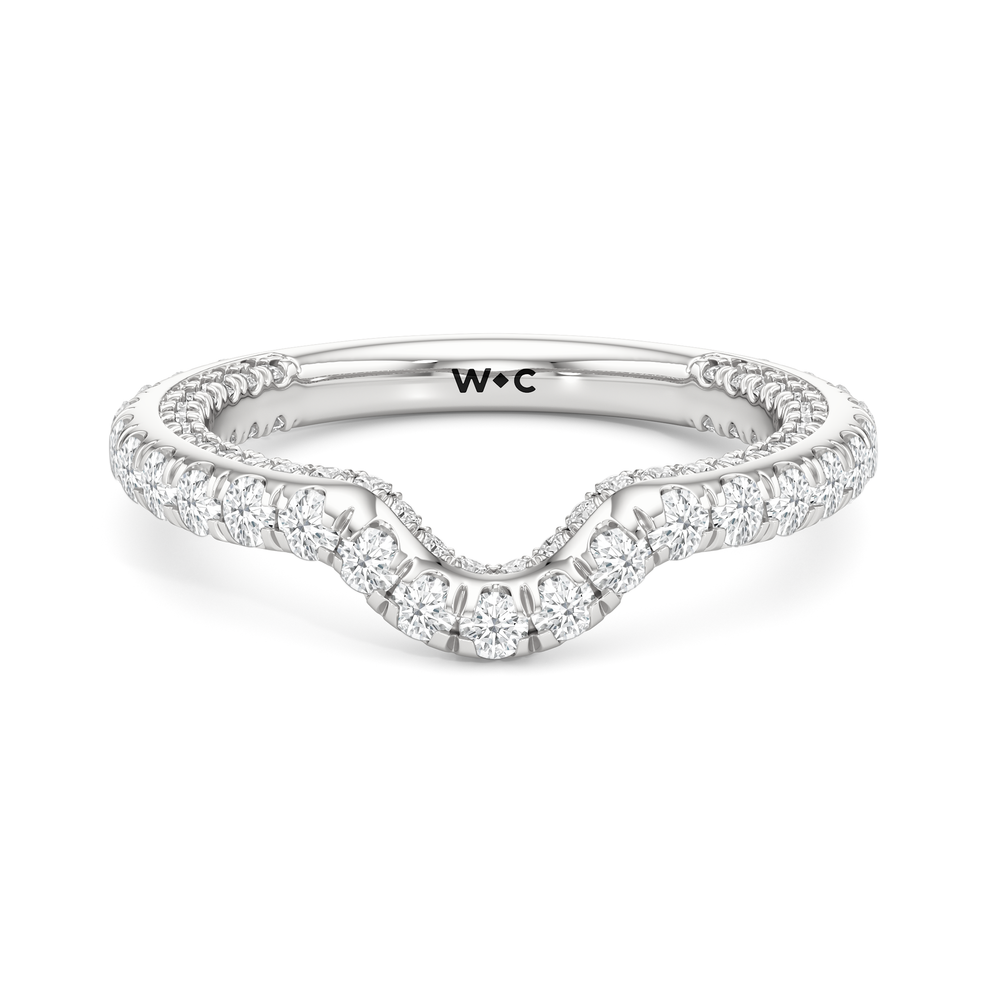 The Chrysler Pavé Diamond Wedding Band with Platinum Cut Diamond in 14KT Platinum view 2
