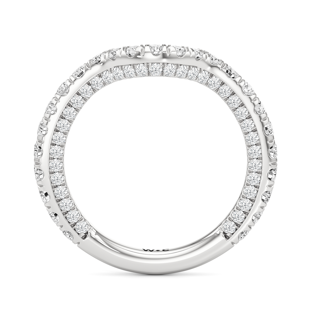 The Chrysler Pavé Diamond Wedding Band with Platinum Cut Diamond in 14KT Platinum view 3
