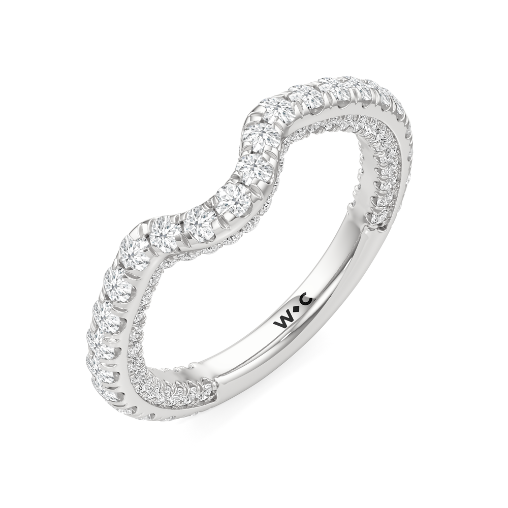 The Chrysler Pavé Diamond Wedding Band with Platinum Cut Diamond in 14KT Platinum view 4

