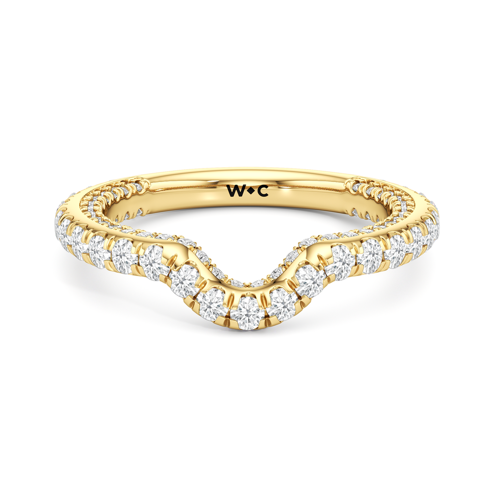 The Chrysler Pavé Diamond Wedding Band with 18KT Yellow Gold Cut Diamond in 14KT Yellow Gold view 2
