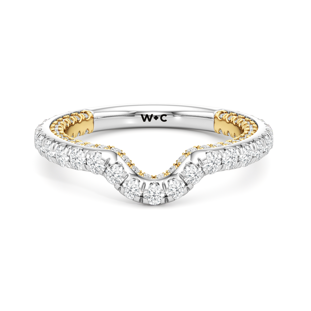 The Chrysler Pavé Diamond Wedding Band with 18KT White & Yellow Gold Cut Diamond in 14KT White & Yellow Gold view 2
