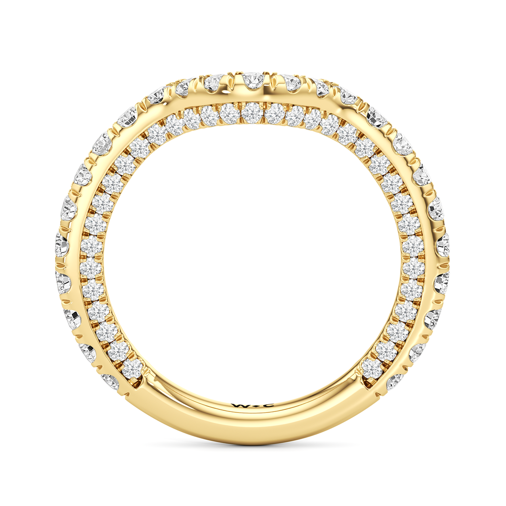 The Chrysler Pavé Diamond Wedding Band with 18KT Yellow Gold Cut Diamond in 14KT Yellow Gold view 3
