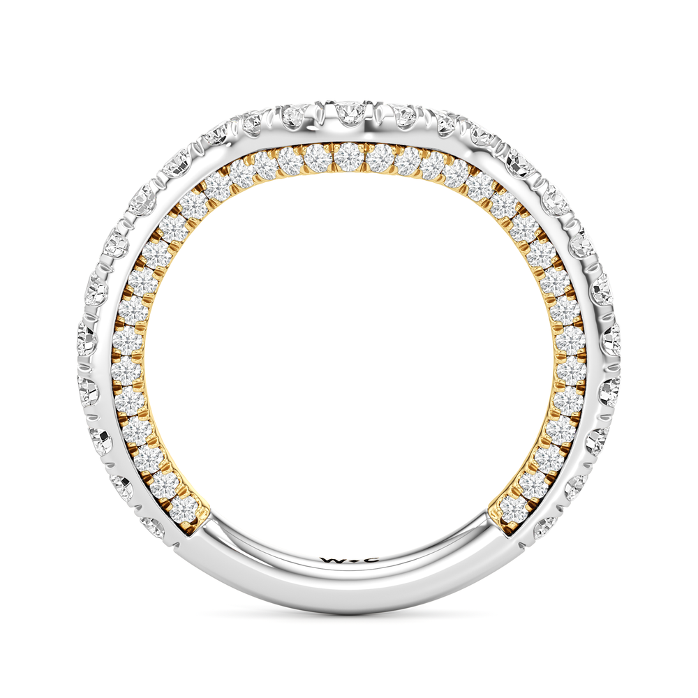 The Chrysler Pavé Diamond Wedding Band with 18KT White & Yellow Gold Cut Diamond in 14KT White & Yellow Gold view 3
