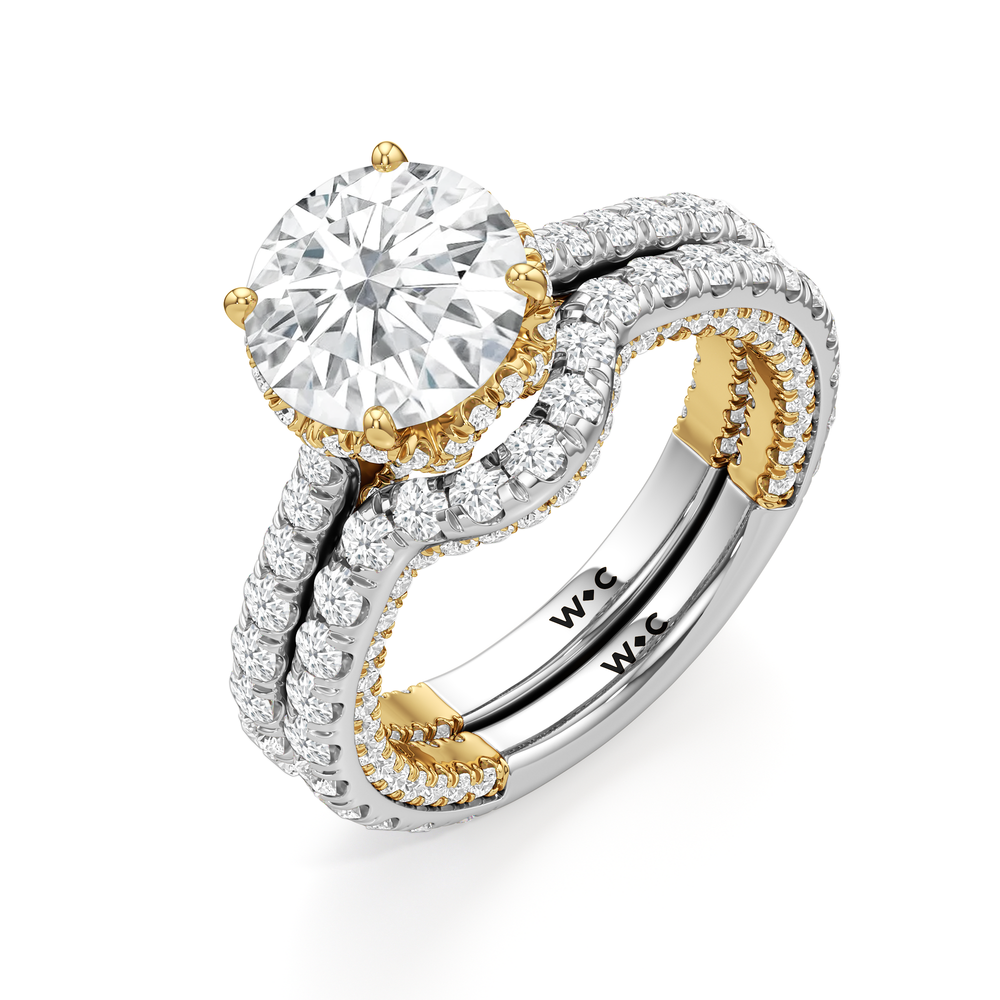 Emerald Cut The Chrysler Pavé Ring with Lab Grown Diamond in 14KT White & Yellow Gold view 5
