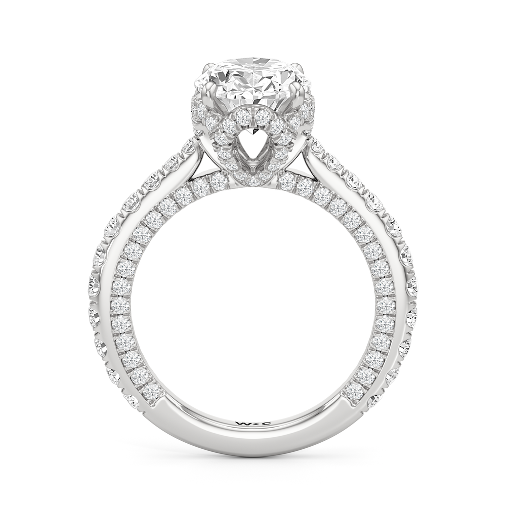 The Chrysler Pavé Ring with Oval Cut Diamond in 14KT Platinum view 2
